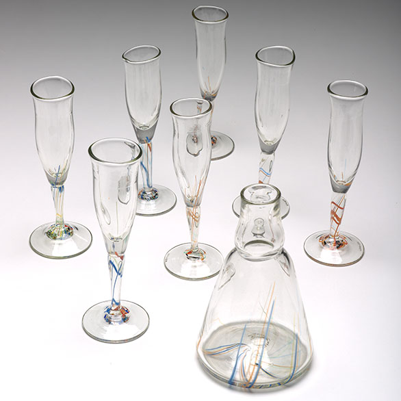 Decanter and glasses by Richard Marquis – <em>craft revival in the 70’s</em>
